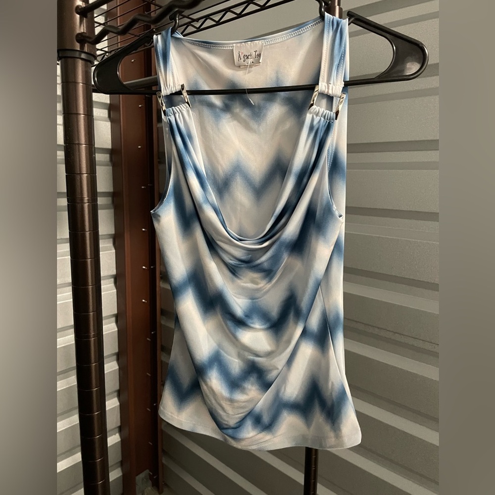White and blue casual shirt or buisness with a cute blazer